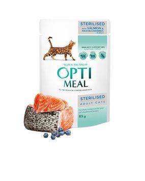 Optimeal pentru pisici sterilizate cu somon şi afine &icirc;n jeleu, 85g x 12 buc. K1237 foto