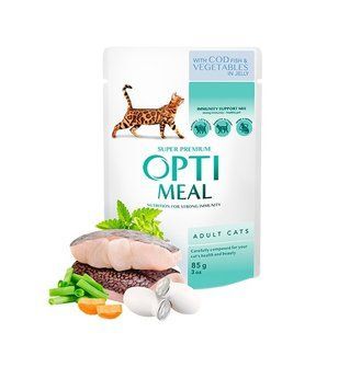 Optimeal Hrană umedă pentru pisici adulte cu COD și LEGUME &icirc;n jeleu, 85g x 12 buc. K1244 foto