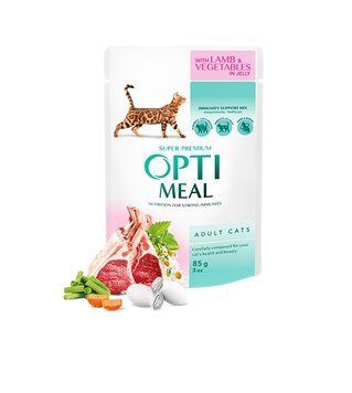 Optimeal pentru pisici adulte &mdash; cu MIEL și legume &icirc;n jeleu, 85g x 12 buc. K1249 foto