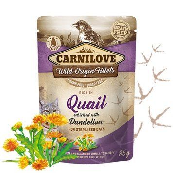 Carnilove for Sterilised Cat Quail with Dandelion, 85g x 24 buc. K1522 foto