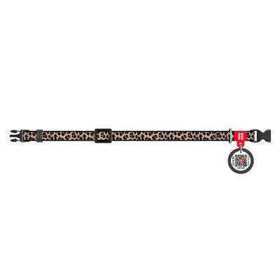 Zgardă din nailon pentru pisici și c&acirc;ini de talie mică WAUDOG Nylon cu pașaport QR, XS, 10 mm / 20-30 cm Leopard G1014 foto